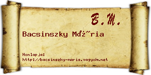 Bacsinszky Mária névjegykártya
